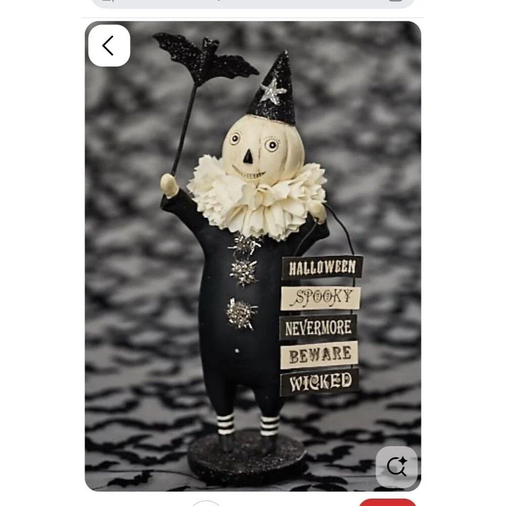 Enesco Heather Meyers Jack Be Little Pumpkin Black White Clown Halloween Bat